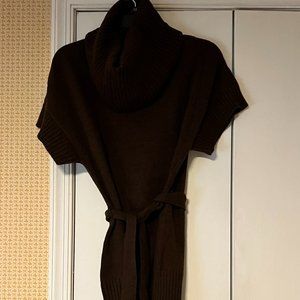 Axcess Brown Tunic, Cowlneck Sweater with Sash - Medium